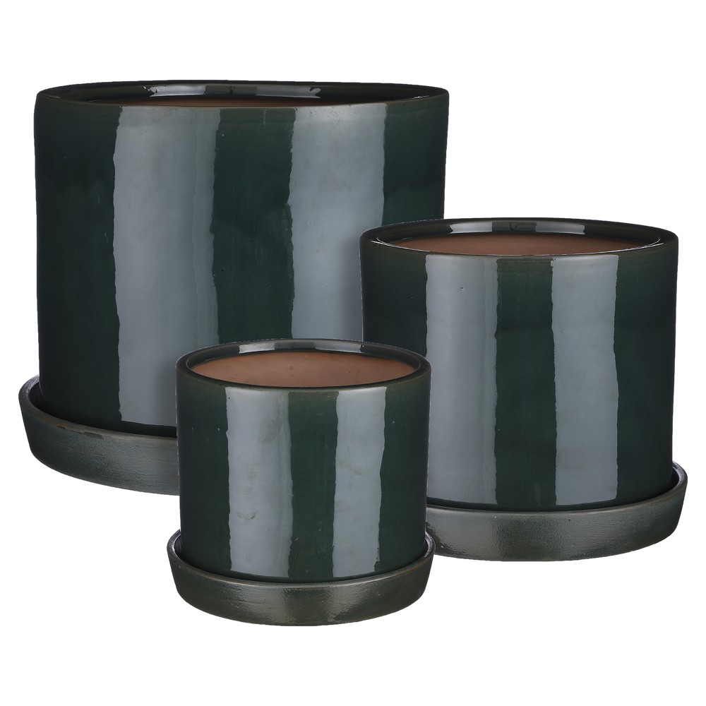 Flower pot, set of 3 pcs, saucer included, Milan, ceramic, d