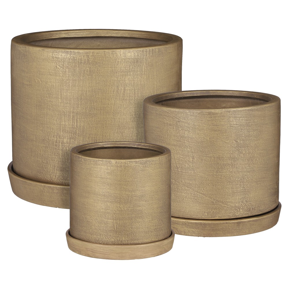 Flower pot, set of 3 pcs, saucer included, MIlan, ceramic, g