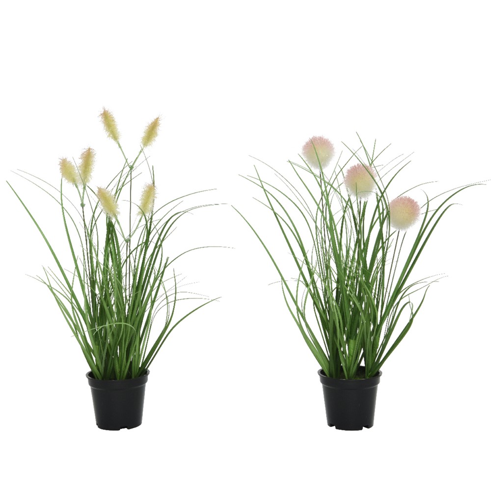 Artificial flower, grass, in pot, plastic, green, Ø15 xH30 c