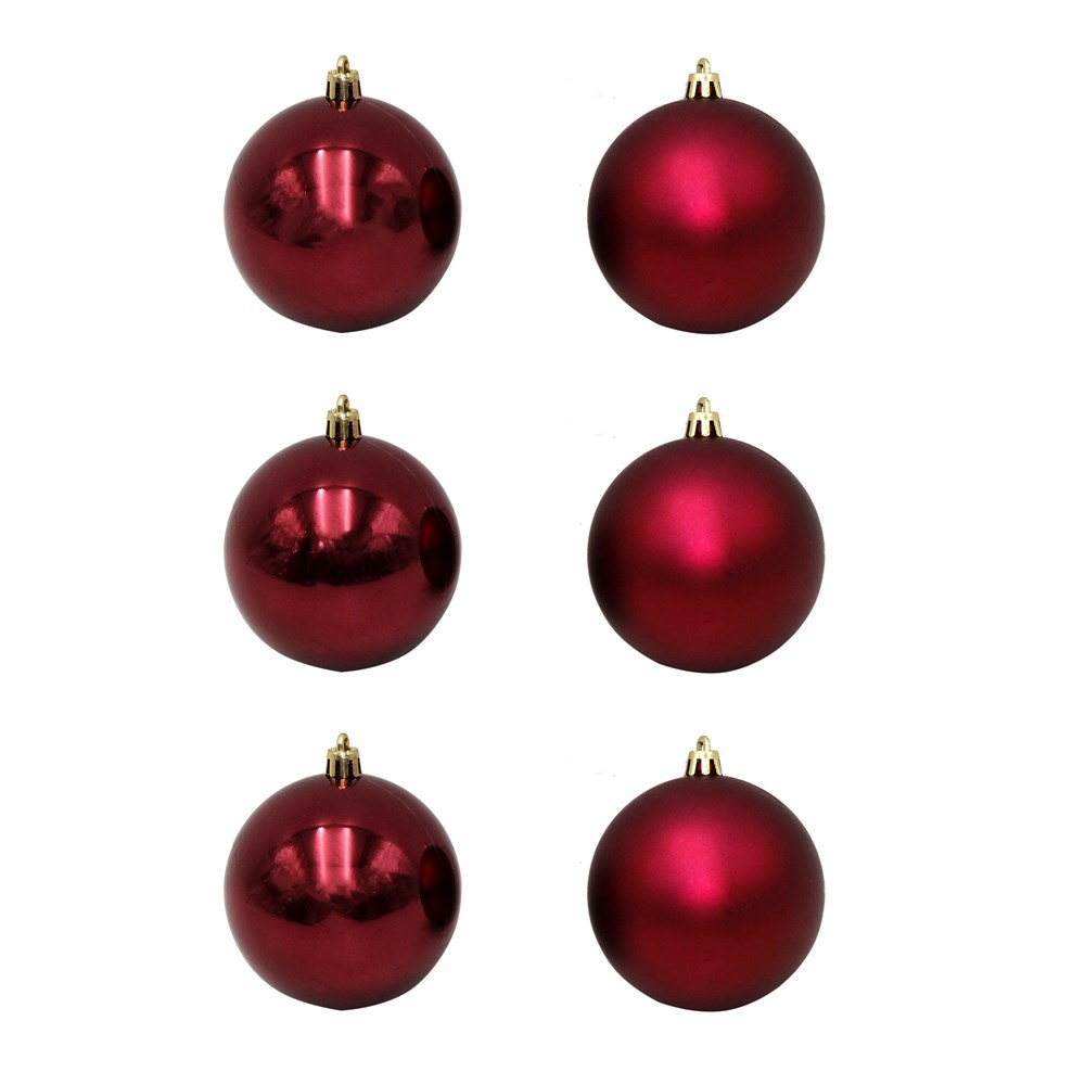 Decorative sphere, plastic, red, dia 8 cm, 6 pcs Megatek