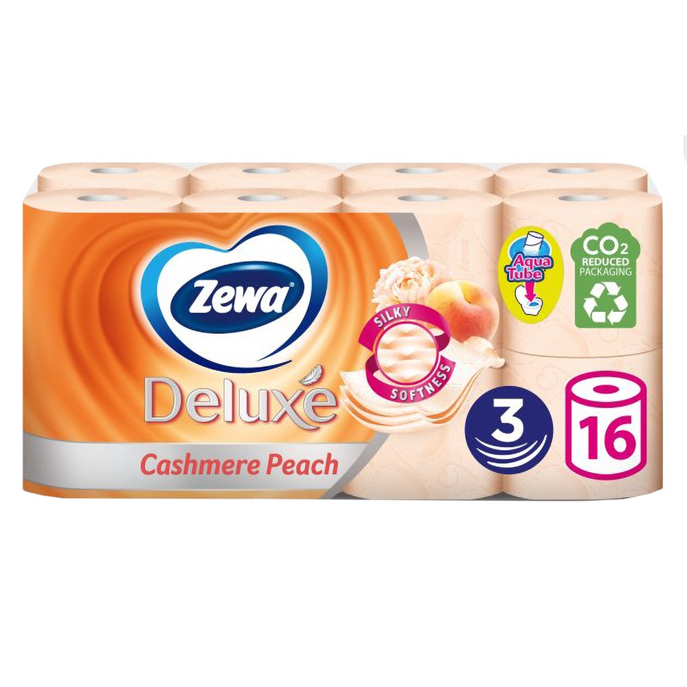 Toilet paper, Zewa Deluxe, Peach, cellulose, 3 sheets, 16 ro
