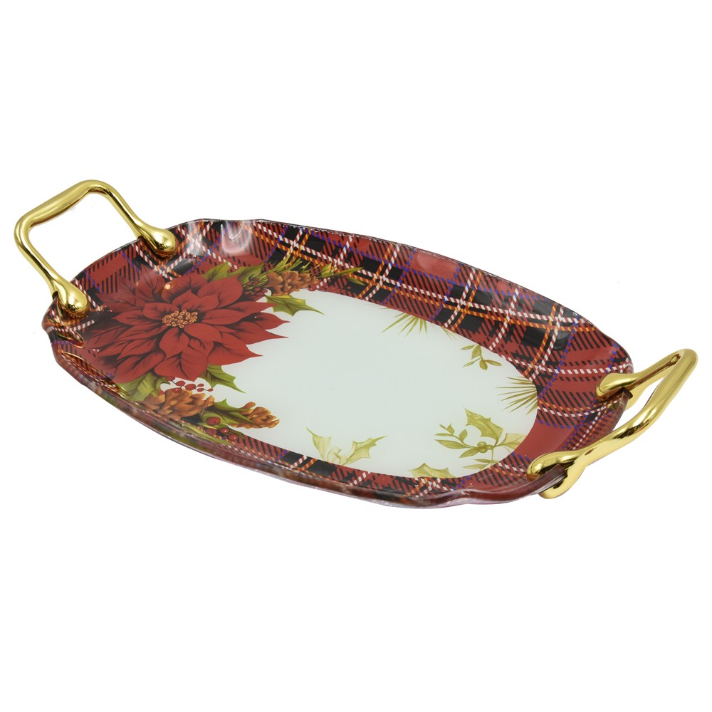 Decorative tray, plastic, white/red Megatek