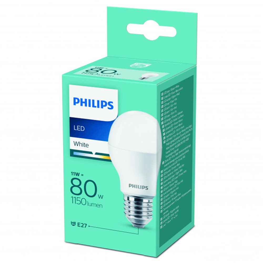 Forurenet kiwi Modernisering LED lamp, Philips, 11W/80 W, E27, 1150 lm, 3000 K, A55 | Meg