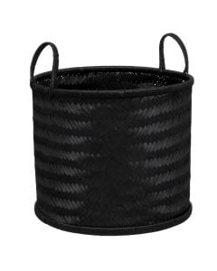 Storage basket, Night, M, bamboo, black, Ø40xH35 cm