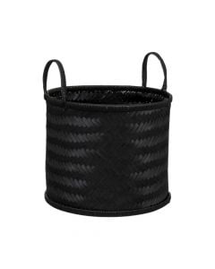 Storage basket, Night, S, bamboo, black, Ø35xH30 cm