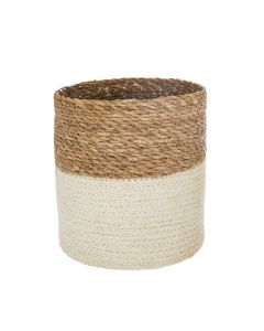 Storage basket, M, jute, brown/white, Ø21xH21 cm