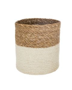 Storage basket, L, jute, brown/white, Ø24xH24 cm