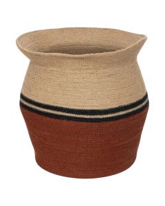 Storage basket, Kaia, M, jute, black/beige/red, Ø40 cm