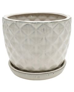 Flower pot, ceramic, cream, 19.5x19.5x16.5 cm