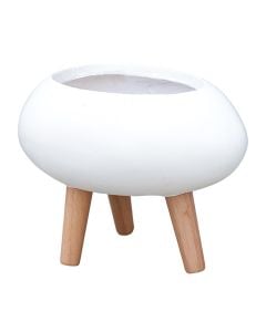 Flower pot, fibreclay, white, 30x22x25 cm
