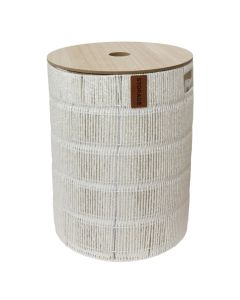 Laundry basket, textile/wood material, white, 40xH52 cm