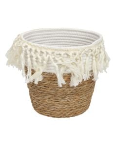 Storage basket, straw, natural, Ø25xH9 cm