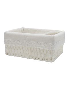 Shportë magazinimi, material tekstili, e bardhë, 22x16xH9.5 cm