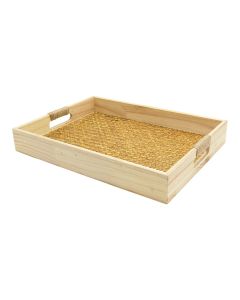 Decorative tray, wood, natural, 25x35xH3 cm
