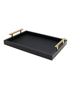 Decorative tray, wood, black, 25x35xH3 cm