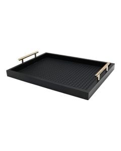 Decorative tray, wood, black, 40x30xH3 cm