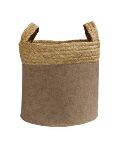 Decorative basket, straw, velvet pink