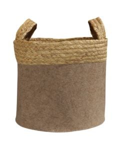 Decorative basket, straw, velvet pink