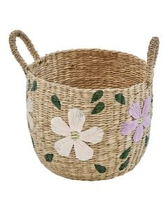 Decorative basket, Sauvage, S, embroided, natural
