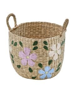 Decorative basket, Sauvage, M, embroided, natural