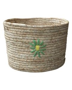 Decorative basket, Bloom, L, natural corn leaves, natural/multicolor, 21xH14 cm