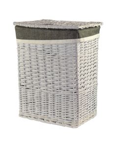 Wicker box, willow and textile, beige/white, 45x3xH59 cm