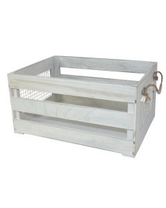 Storage box, wooden, white, 45x33xH23 cm