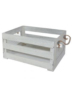 Storage box, wooden, white, 40x29xH21 cm