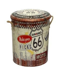 Stool pouffe, ROUTE 66, metal frame, PU upholstery, colorful, Ø36 xH44 cm