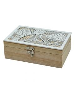 Storage box, wood, white, 15.5x9x5.5 cm