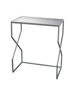 Tavolinë mesi, metalike, argjendi, 55x30xH46.5 cm