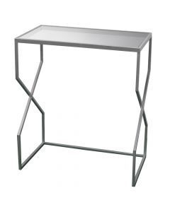 Tavolinë mesi, metalike, argjendi, 64x40xH75 cm