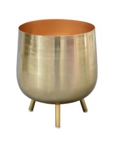 Flower pot on stand, L, metal, golden, Ø21 xH26 cm