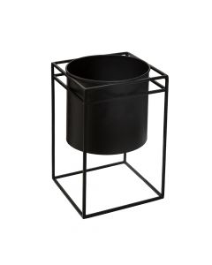 Flower pot on stand, S, metal, black, 16x16xH25 cm