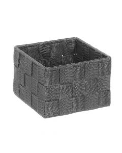 Wicker box, M, polypropylene, dark gray, 13x13xH9 cm