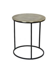 Tavolinë këndi, S, strukturë metali, syprinë alumini, zezë/floriri, Ø40 xH45 cm