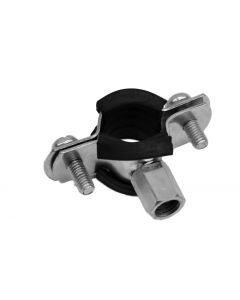 Pipe clamp with rubber, white zinc plated steel 1/2" (15mm)