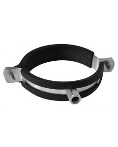 Pipe clamp with rubber, white zinc plated steel 3" (80mm)