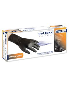 Doreza pune njëpërdorimshe, Reflexx, nitril, pa pudër, masa L, 50 copë, ngjyra e zezë