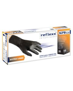Doreza pune njëpërdorimshe, Reflexx, nitril, pa pudër, masa XL, 50 copë, ngjyra e zezë