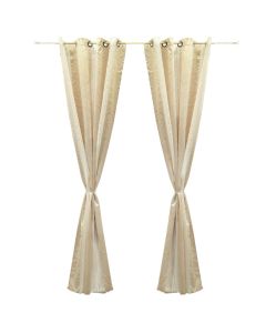Curtain with rings, polyester, beige, 150x270 cm