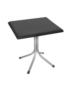 Plastic table: Size: 75x75x74cm Color: Black, Material: Metallic + Plastic