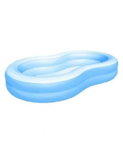 Pishinë ovale me fryerje, plastik, blu, 262x157x46 cm