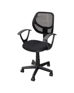Office chair with casters, metallic structure, mesh and textile, black, 50x47xH83-95 cm
