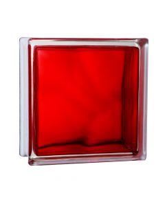 "Interior" Red glass block 19x19x8cm.