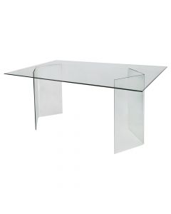 Dining table, MILANO, tempered glass structure, tempered glass tabletop, clear, 180x90xH78 cm