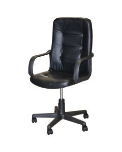 Office chair, pu cushion seat and back, black, pp armrest, 320mm nylon base, nylon castor, 57.5x62xH100.5-112.5 cm