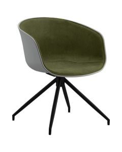 Bar chair, metallic legs (black), PP seat with half fabric, green, 54x57xH80 cm