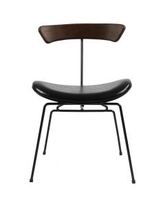 Bar chair, metallic legs (black), wooden back (black), PU seat (black), 47x54xH73 cm