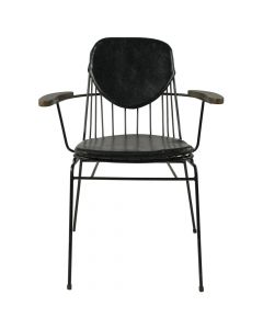 Bar chair, metallic legs (black), wooden back (dark brown), PU seat (black), 68x61.5xH83 cm